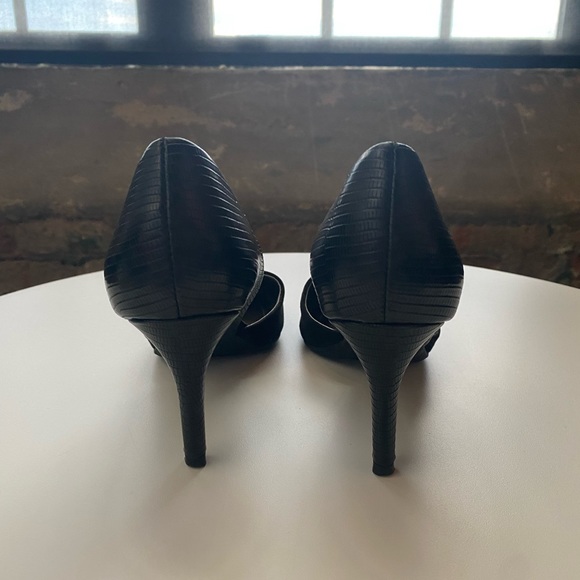 BANDOLINO Grenow D'Orsay Pumps size 8 Black Suede and Textured Heel - Picture 8 of 10